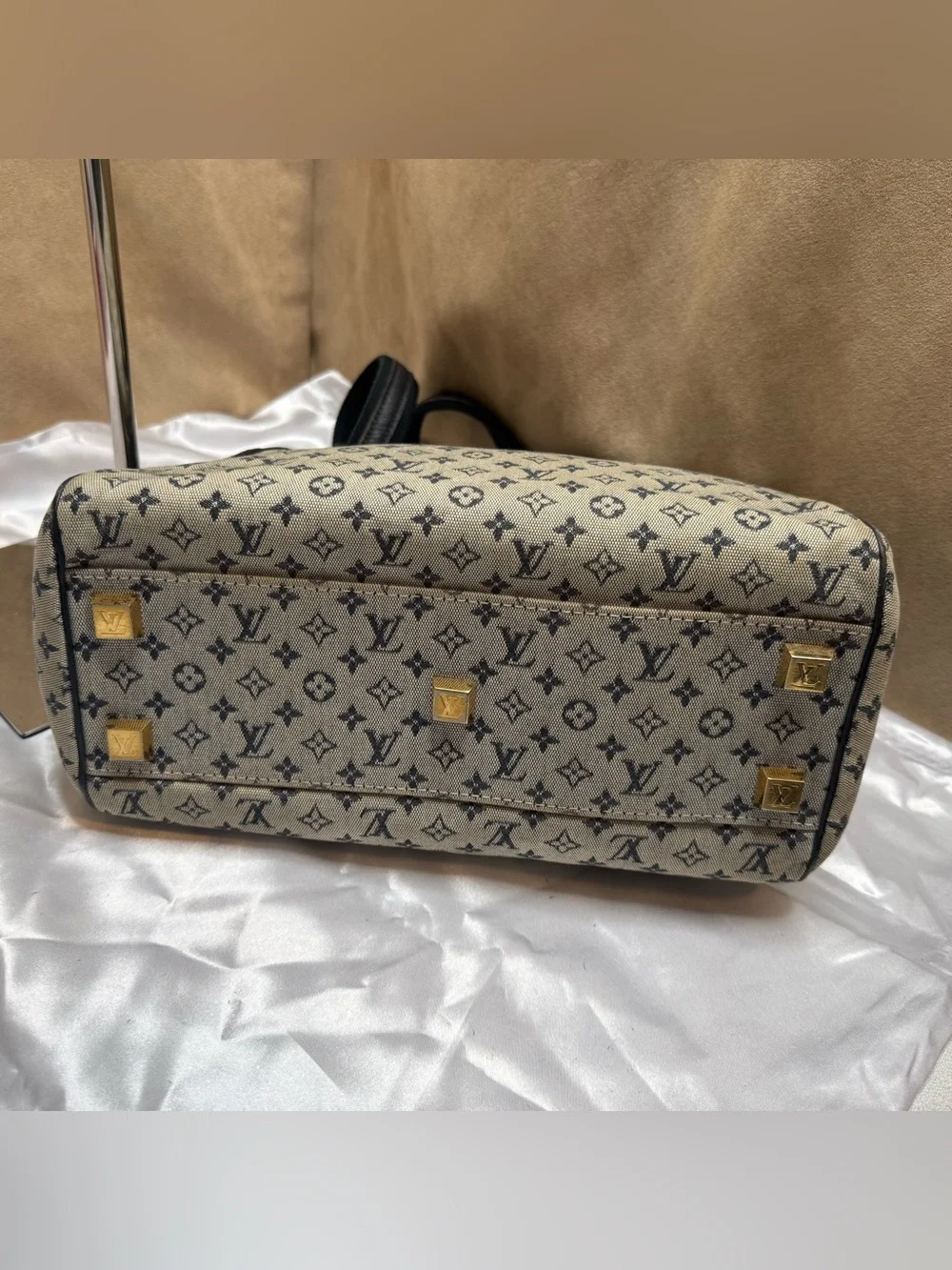 Louis Vuitton Mini Lin Canvas Satchel Bag Top Handle-see callouts